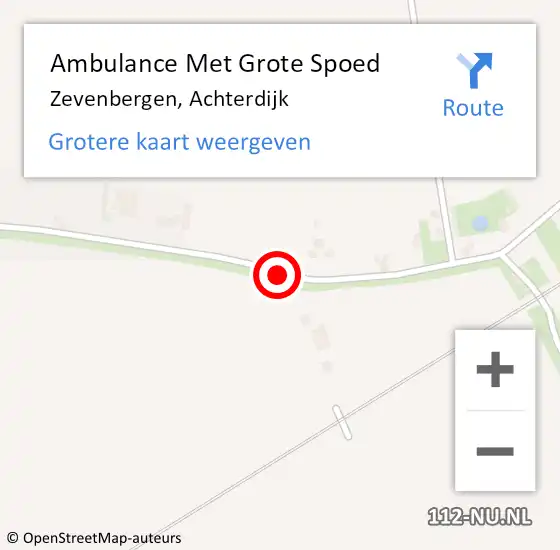 Locatie op kaart van de 112 melding: Ambulance Met Grote Spoed Naar Zevenbergen, Achterdijk op 28 januari 2018 20:29