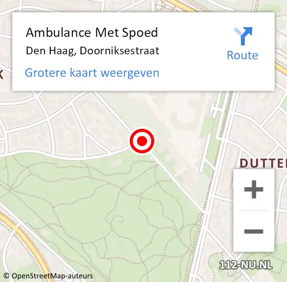 Locatie op kaart van de 112 melding: Ambulance Met Spoed Naar Den Haag, Doorniksestraat op 28 januari 2018 20:34
