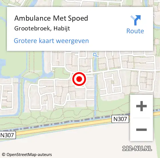 Locatie op kaart van de 112 melding: Ambulance Met Spoed Naar Grootebroek, Habijt op 28 januari 2018 20:34