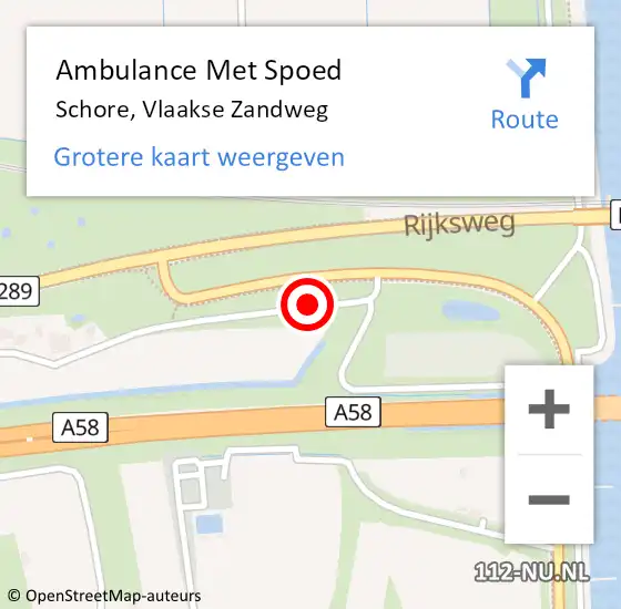 Locatie op kaart van de 112 melding: Ambulance Met Spoed Naar Schore, Vlaakse Zandweg op 28 januari 2018 20:37