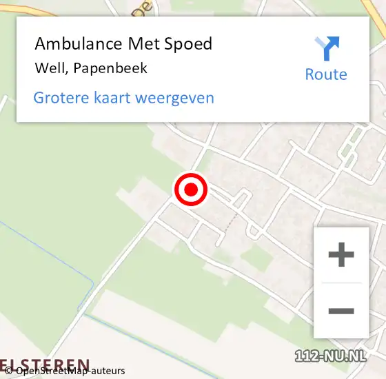 Locatie op kaart van de 112 melding: Ambulance Met Spoed Naar Well, Papenbeek op 28 januari 2018 21:34