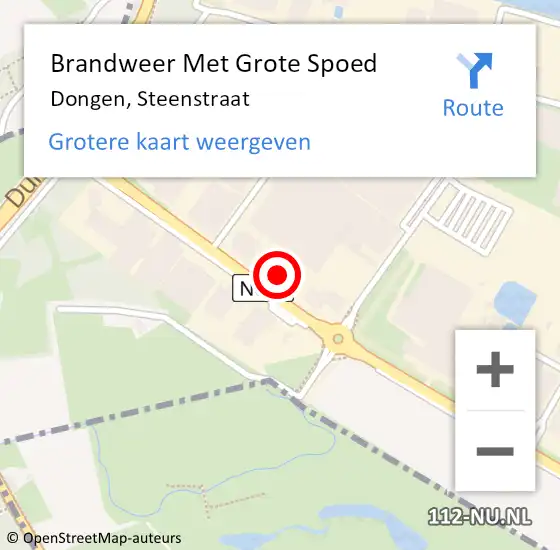 Locatie op kaart van de 112 melding: Brandweer Met Grote Spoed Naar Dongen, Steenstraat op 14 februari 2014 15:12