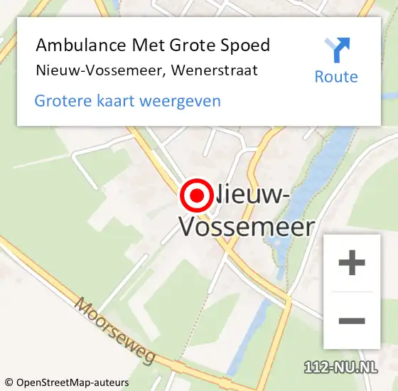 Locatie op kaart van de 112 melding: Ambulance Met Grote Spoed Naar Nieuw-Vossemeer, Wenerstraat op 28 januari 2018 22:30