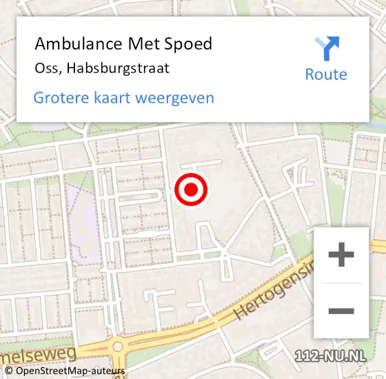 Locatie op kaart van de 112 melding: Ambulance Met Spoed Naar Oss, Habsburgstraat op 28 januari 2018 22:37