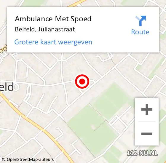 Locatie op kaart van de 112 melding: Ambulance Met Spoed Naar Belfeld, Julianastraat op 28 januari 2018 22:46