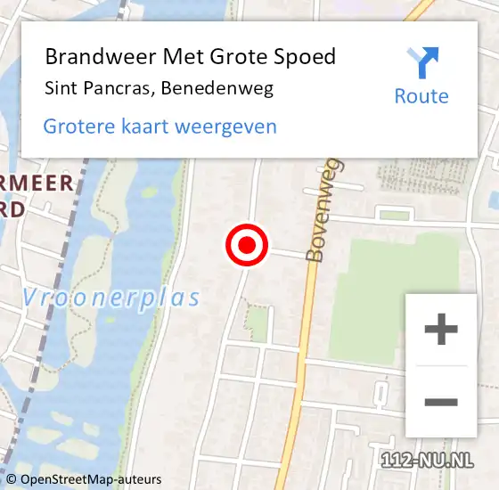 Locatie op kaart van de 112 melding: Brandweer Met Grote Spoed Naar Sint Pancras, Benedenweg op 28 januari 2018 22:47