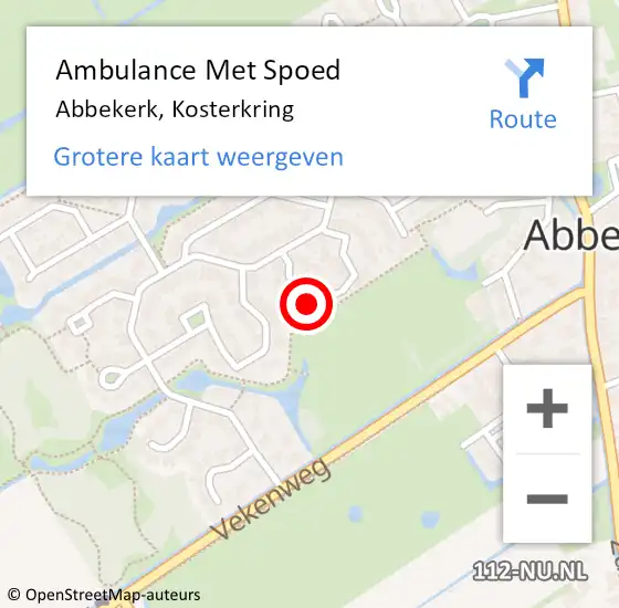 Locatie op kaart van de 112 melding: Ambulance Met Spoed Naar Abbekerk, Kosterkring op 28 januari 2018 23:24