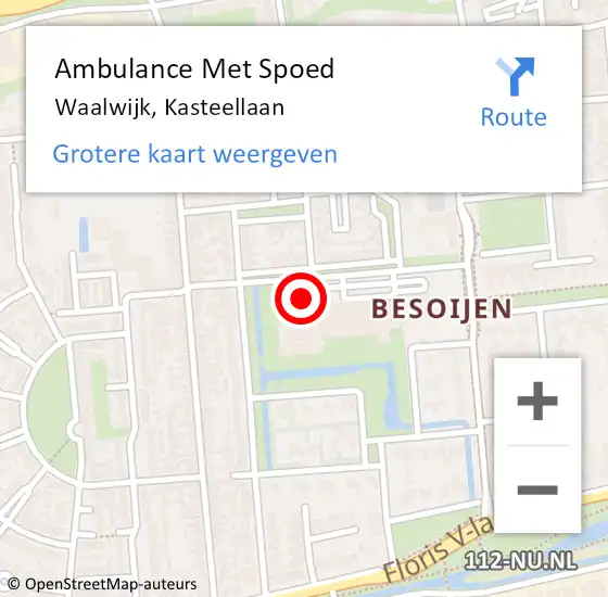 Locatie op kaart van de 112 melding: Ambulance Met Spoed Naar Waalwijk, Kasteellaan op 29 januari 2018 00:57