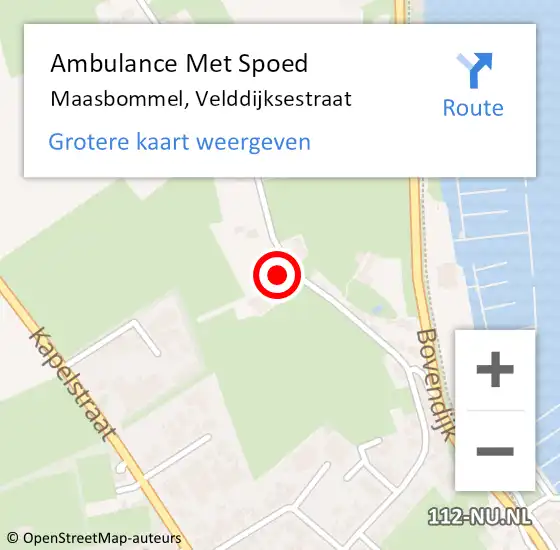 Locatie op kaart van de 112 melding: Ambulance Met Spoed Naar Maasbommel, Velddijksestraat op 29 januari 2018 02:50