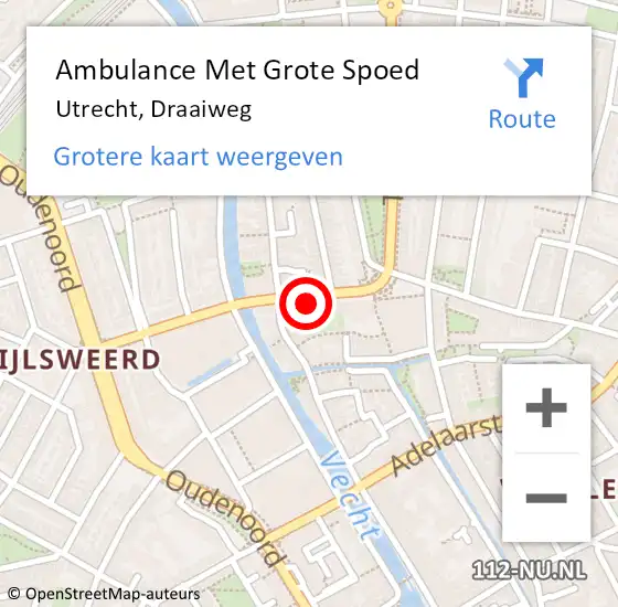 Locatie op kaart van de 112 melding: Ambulance Met Grote Spoed Naar Utrecht, Draaiweg op 29 januari 2018 04:20