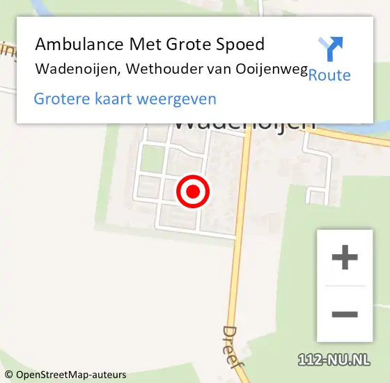 Locatie op kaart van de 112 melding: Ambulance Met Grote Spoed Naar Wadenoijen, Wethouder van Ooijenweg op 29 januari 2018 04:29