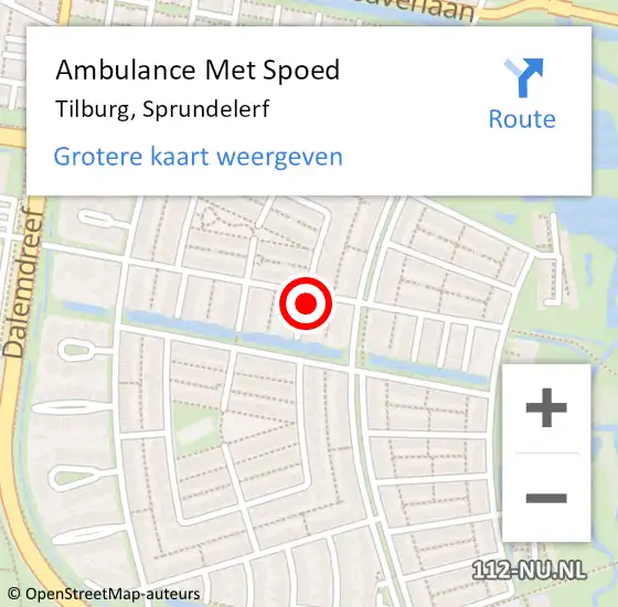 Locatie op kaart van de 112 melding: Ambulance Met Spoed Naar Tilburg, Sprundelerf op 29 januari 2018 04:37