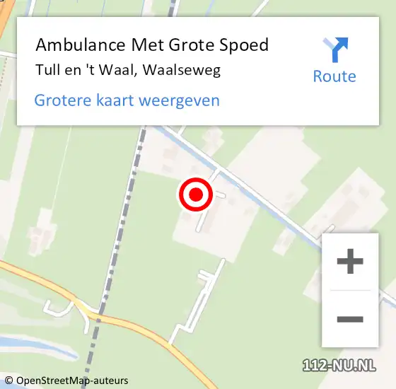 Locatie op kaart van de 112 melding: Ambulance Met Grote Spoed Naar Tull en 't Waal, Waalseweg op 29 januari 2018 06:37