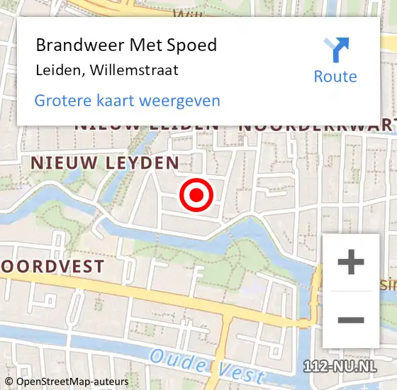 Locatie op kaart van de 112 melding: Brandweer Met Spoed Naar Leiden, Willemstraat op 29 januari 2018 07:21