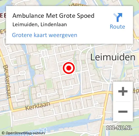 Locatie op kaart van de 112 melding: Ambulance Met Grote Spoed Naar Leimuiden, Lindenlaan op 29 januari 2018 07:55