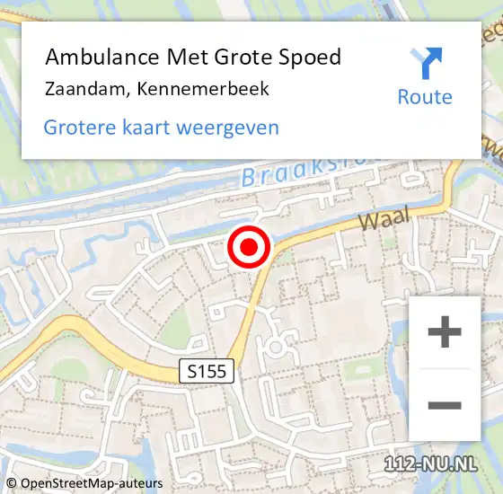 Locatie op kaart van de 112 melding: Ambulance Met Grote Spoed Naar Zaandam, Kennemerbeek op 29 januari 2018 08:16