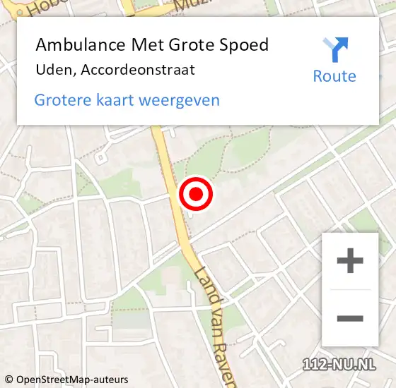 Locatie op kaart van de 112 melding: Ambulance Met Grote Spoed Naar Uden, Accordeonstraat op 29 januari 2018 08:17