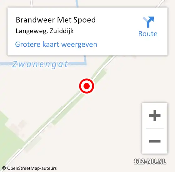 Locatie op kaart van de 112 melding: Brandweer Met Spoed Naar Langeweg, Zuiddijk op 29 januari 2018 08:49