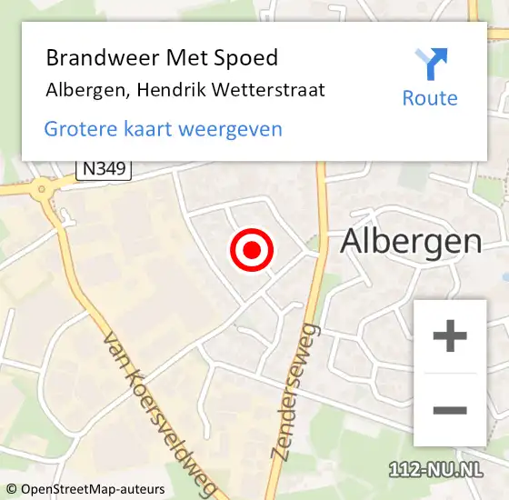 Locatie op kaart van de 112 melding: Brandweer Met Spoed Naar Albergen, Hendrik Wetterstraat op 29 januari 2018 08:56