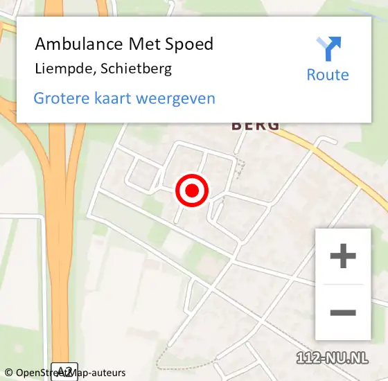 Locatie op kaart van de 112 melding: Ambulance Met Spoed Naar Liempde, Schietberg op 29 januari 2018 09:03