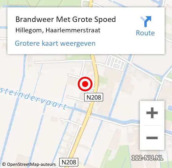 Locatie op kaart van de 112 melding: Brandweer Met Grote Spoed Naar Hillegom, Haarlemmerstraat op 14 februari 2014 15:37