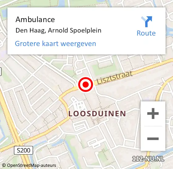 Locatie op kaart van de 112 melding: Ambulance Den Haag, Arnold Spoelplein op 29 januari 2018 09:25