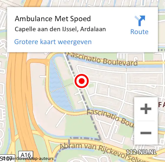 Locatie op kaart van de 112 melding: Ambulance Met Spoed Naar Capelle aan den IJssel, Ardalaan op 29 januari 2018 09:27