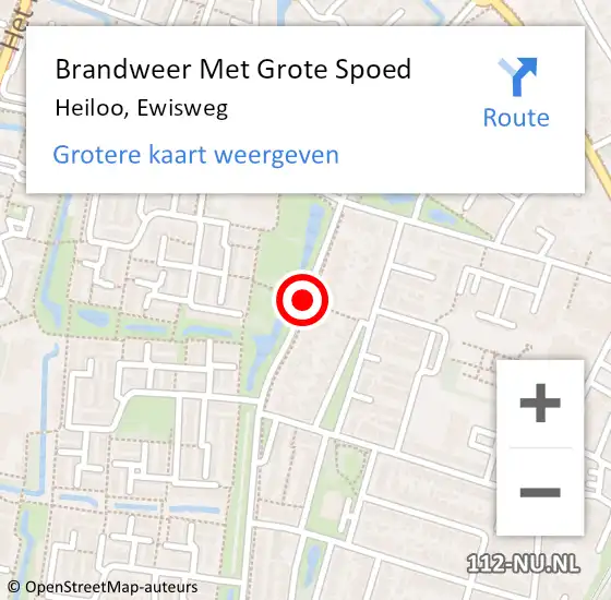 Locatie op kaart van de 112 melding: Brandweer Met Grote Spoed Naar Heiloo, Ewisweg op 29 januari 2018 09:27