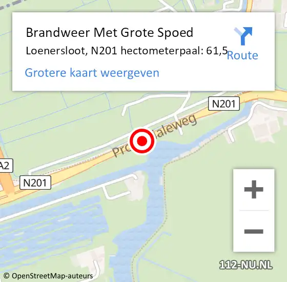 Locatie op kaart van de 112 melding: Brandweer Met Grote Spoed Naar Loenersloot, N201 hectometerpaal: 61,5 op 29 januari 2018 09:30