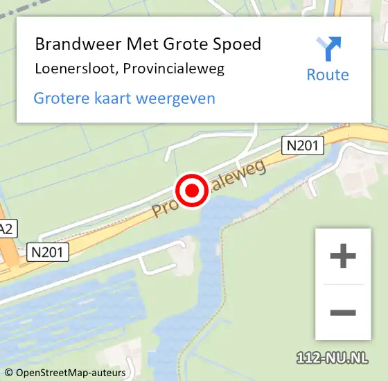 Locatie op kaart van de 112 melding: Brandweer Met Grote Spoed Naar Loenersloot, Provincialeweg op 29 januari 2018 09:38