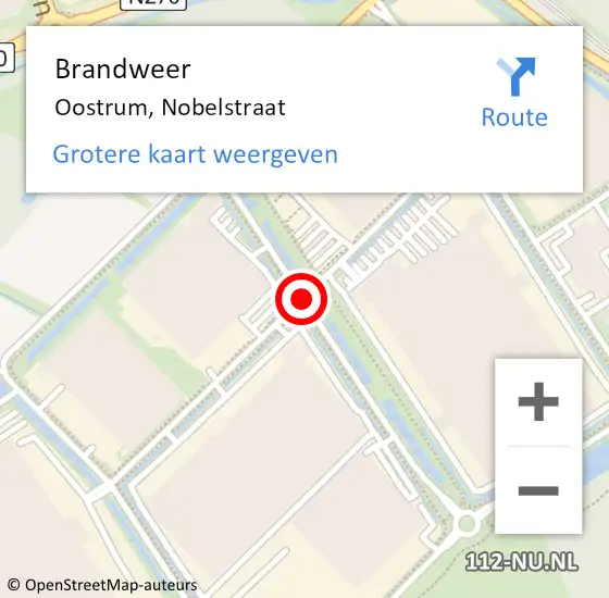Locatie op kaart van de 112 melding: Brandweer Oostrum, Nobelstraat op 29 januari 2018 09:50
