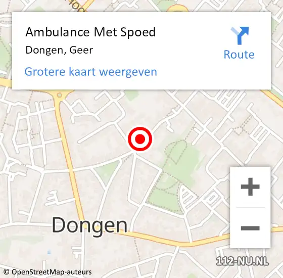 Locatie op kaart van de 112 melding: Ambulance Met Spoed Naar Dongen, Geer op 29 januari 2018 09:53