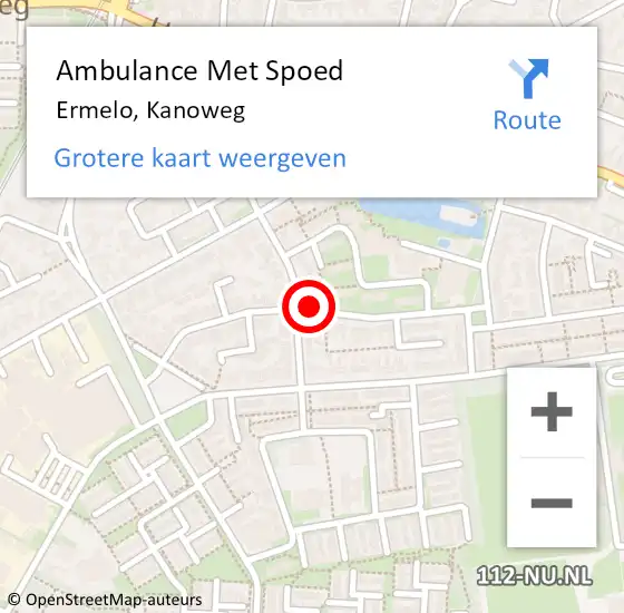 Locatie op kaart van de 112 melding: Ambulance Met Spoed Naar Ermelo, Kanoweg op 29 januari 2018 10:08