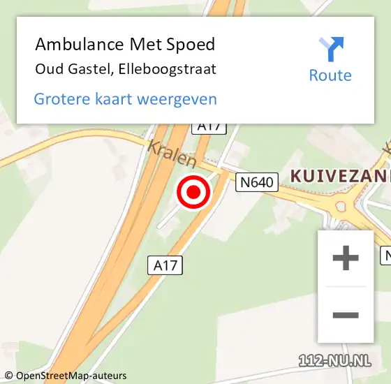 Locatie op kaart van de 112 melding: Ambulance Met Spoed Naar Oud Gastel, Elleboogstraat op 29 januari 2018 10:46