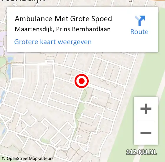 Locatie op kaart van de 112 melding: Ambulance Met Grote Spoed Naar Maartensdijk, Prins Bernhardlaan op 29 januari 2018 10:49