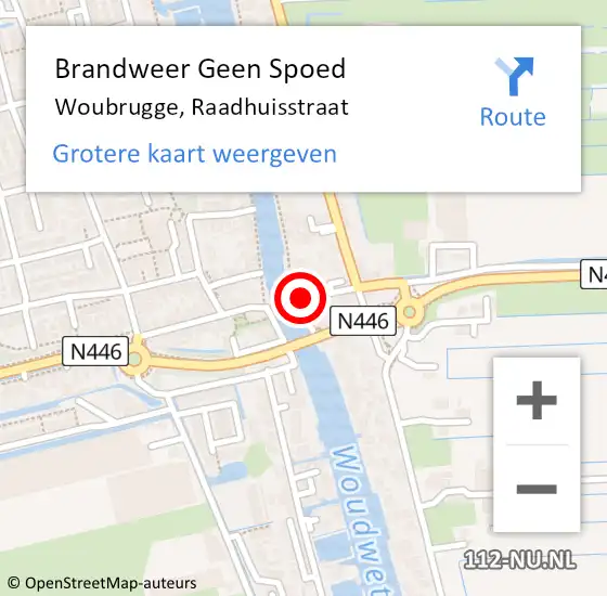 Locatie op kaart van de 112 melding: Brandweer Geen Spoed Naar Woubrugge, Raadhuisstraat op 14 februari 2014 15:46