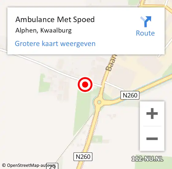 Locatie op kaart van de 112 melding: Ambulance Met Spoed Naar Alphen, Kwaalburg op 29 januari 2018 11:25