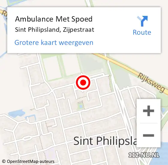 Locatie op kaart van de 112 melding: Ambulance Met Spoed Naar Sint Philipsland, Zijpestraat op 29 januari 2018 11:43