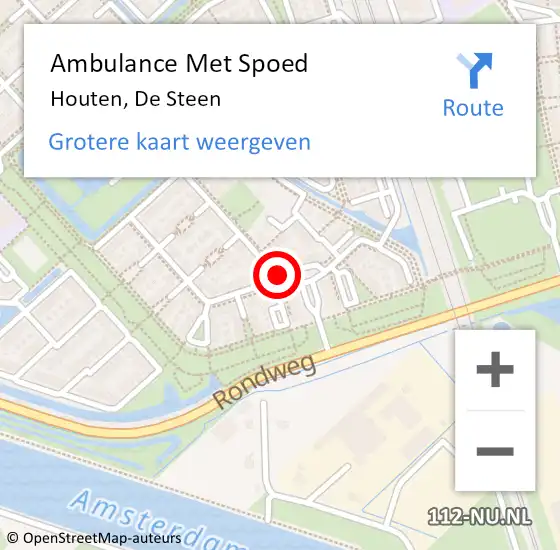 Locatie op kaart van de 112 melding: Ambulance Met Spoed Naar Houten, De Steen op 29 januari 2018 11:53