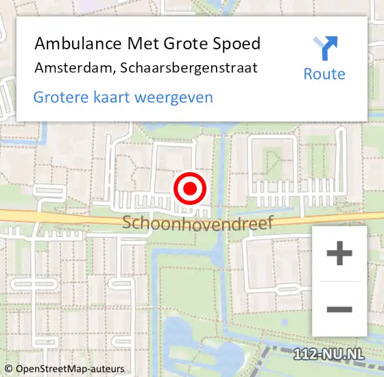 Locatie op kaart van de 112 melding: Ambulance Met Grote Spoed Naar Amsterdam, Schaarsbergenstraat op 29 januari 2018 11:54