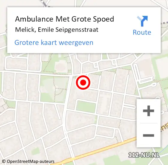 Locatie op kaart van de 112 melding: Ambulance Met Grote Spoed Naar Melick, Emile Seipgensstraat op 14 februari 2014 15:54