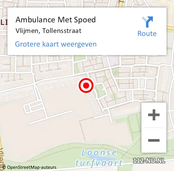 Locatie op kaart van de 112 melding: Ambulance Met Spoed Naar Vlijmen, Tollensstraat op 29 januari 2018 12:37