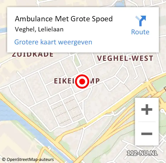 Locatie op kaart van de 112 melding: Ambulance Met Grote Spoed Naar Veghel, Lelielaan op 29 januari 2018 12:57