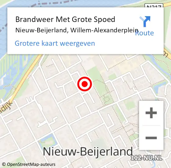 Locatie op kaart van de 112 melding: Brandweer Met Grote Spoed Naar Nieuw-Beijerland, Willem-Alexanderplein op 29 januari 2018 13:03