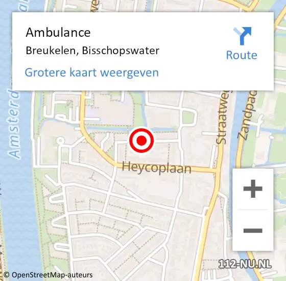 Locatie op kaart van de 112 melding: Ambulance Breukelen, Bisschopswater op 29 januari 2018 13:19