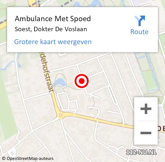 Locatie op kaart van de 112 melding: Ambulance Met Spoed Naar Soest, Dokter De Voslaan op 29 januari 2018 13:25