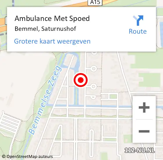 Locatie op kaart van de 112 melding: Ambulance Met Spoed Naar Bemmel, Saturnushof op 29 januari 2018 14:12