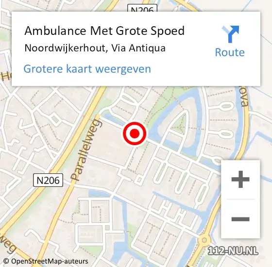 Locatie op kaart van de 112 melding: Ambulance Met Grote Spoed Naar Noordwijkerhout, Via Antiqua op 29 januari 2018 14:23
