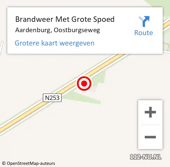 Locatie op kaart van de 112 melding: Brandweer Met Grote Spoed Naar Aardenburg, Oostburgseweg op 29 januari 2018 14:23