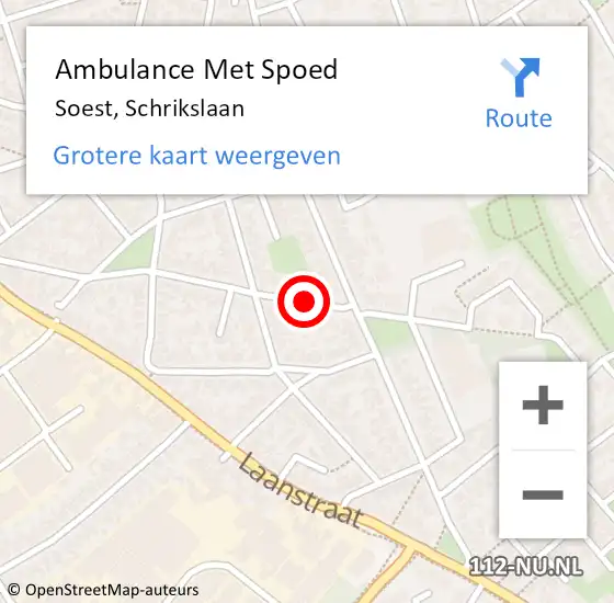 Locatie op kaart van de 112 melding: Ambulance Met Spoed Naar Soest, Schrikslaan op 29 januari 2018 14:24